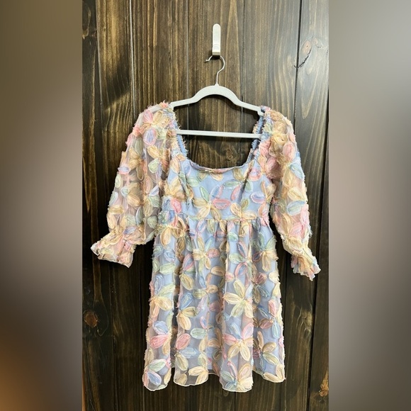 NWT: Allison + Kelly Pastel Floral Puff Sleeve Baby Doll Dress- Size: Small - Picture 1 of 13